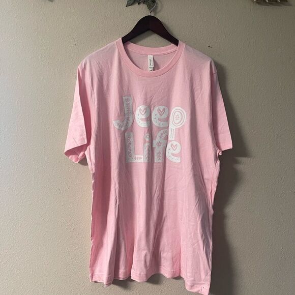 Bella Canvas - light pink / white glitter JEEP LIFE tee - Picture 1 of 6